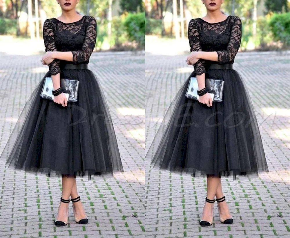 Black dress with tulle skirt