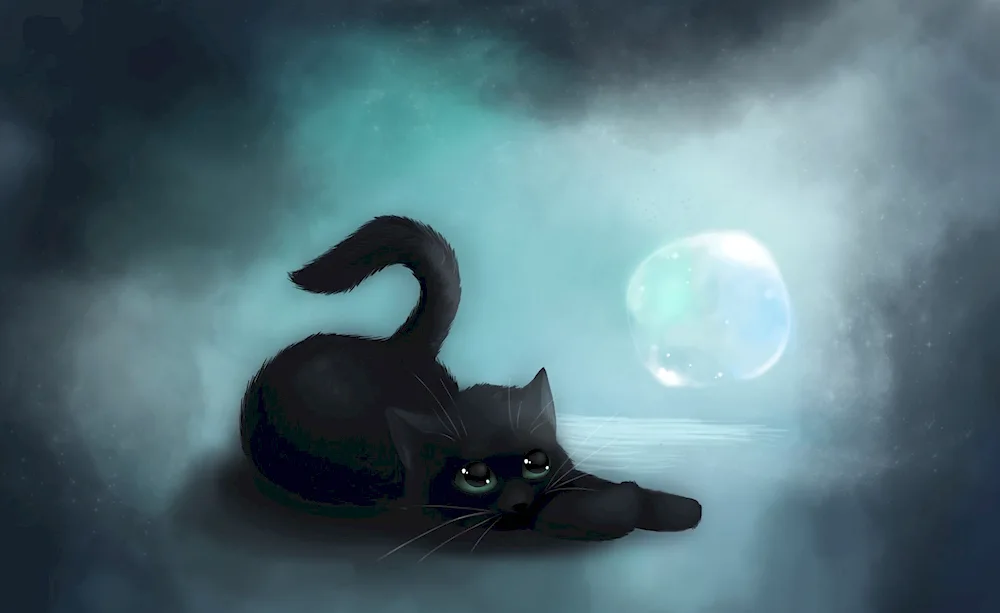 black cat glowing eyes