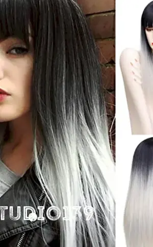 Black hair with white strands