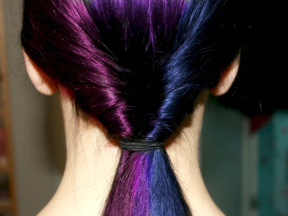 Black hair with purple strands