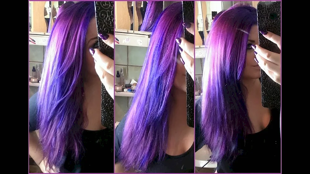 Black hair with purple strands