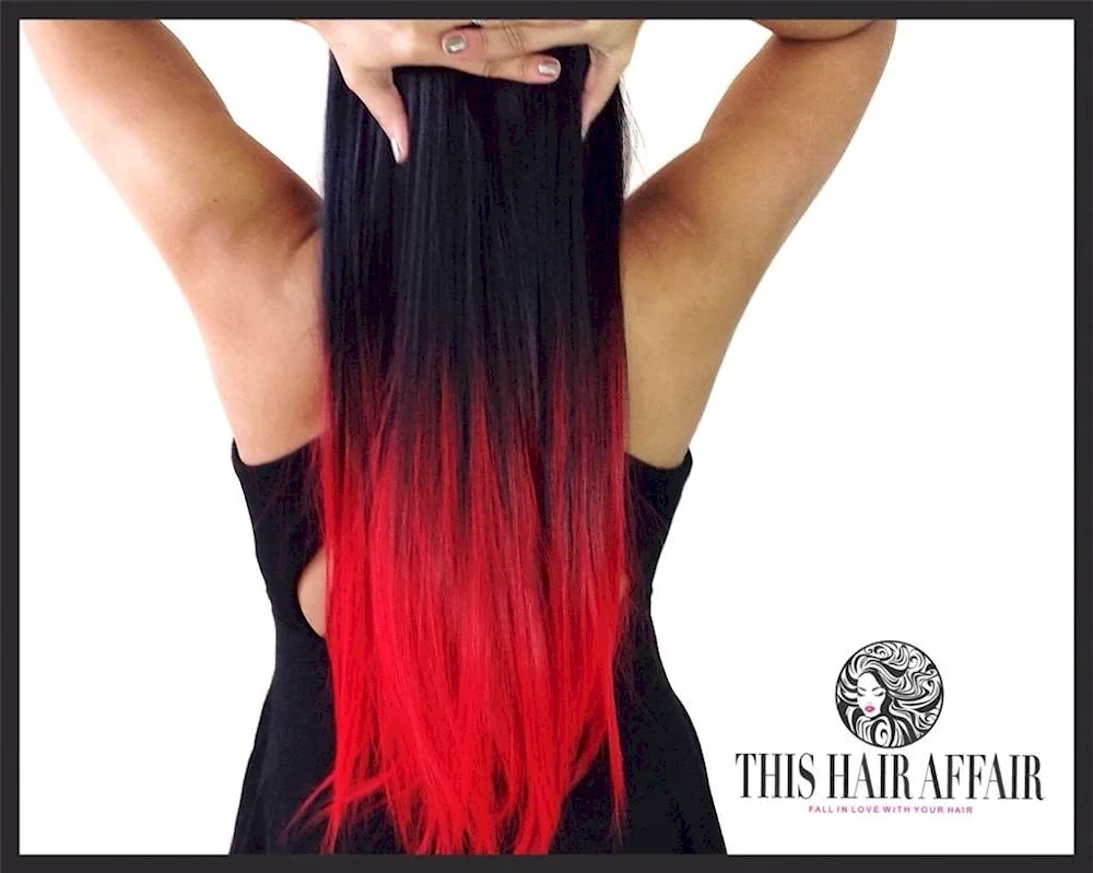 Black hair with red ends