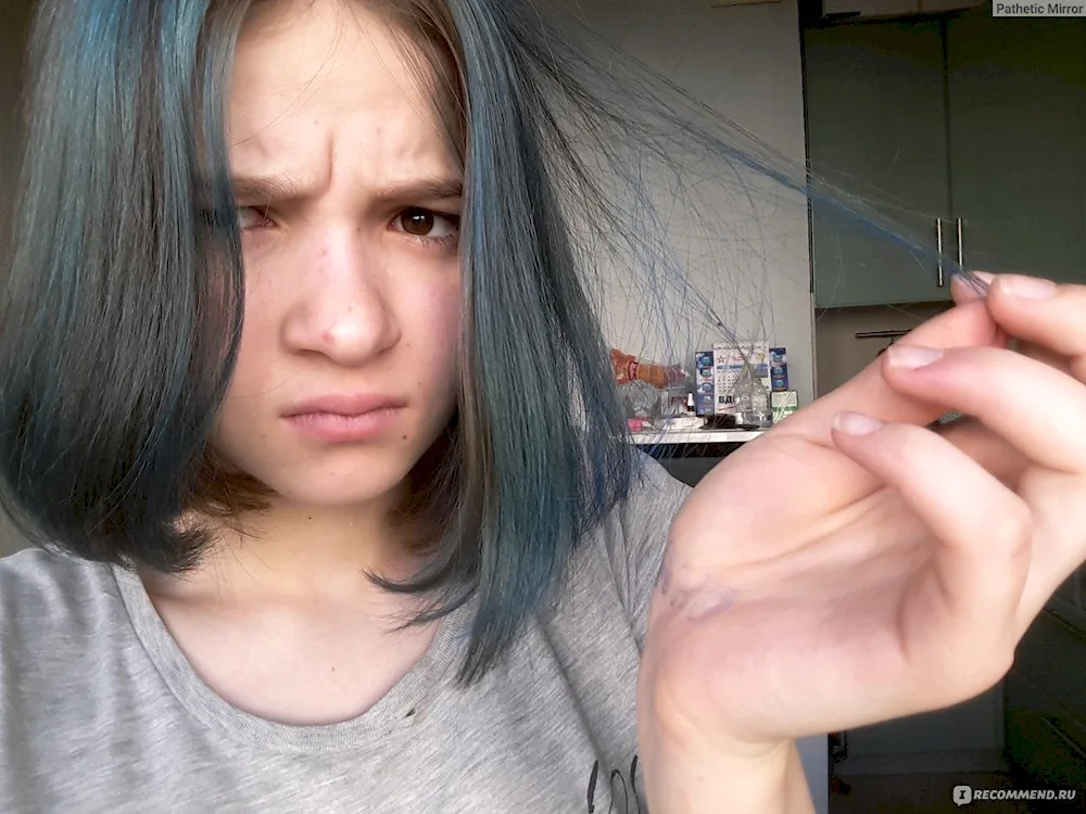 Black tonic on blonde hair