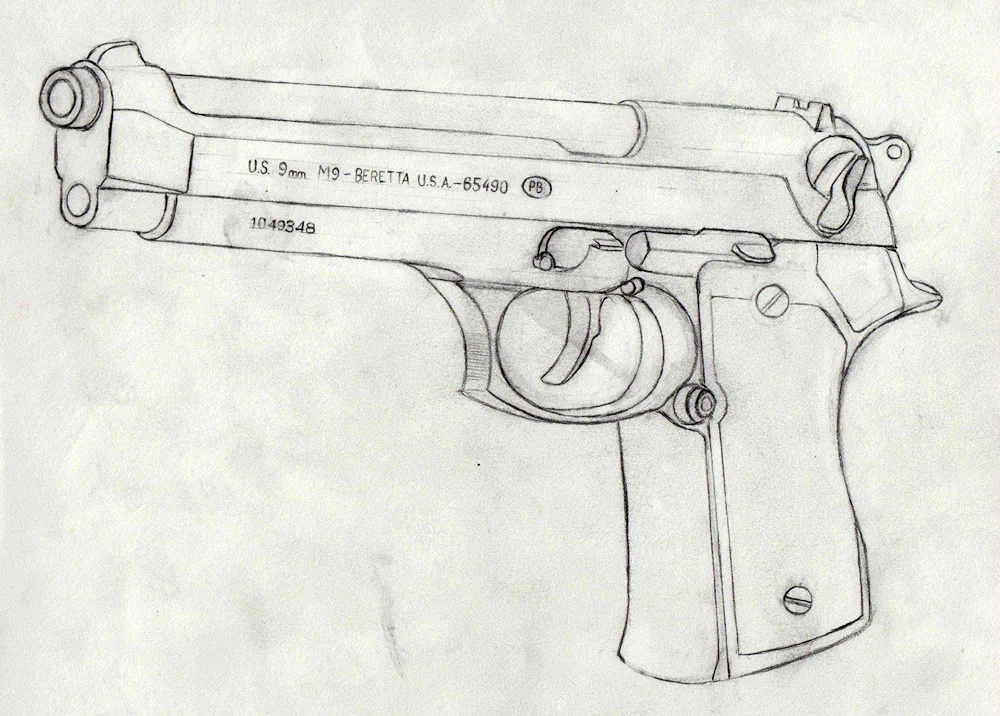 Drawing of Beretta m92