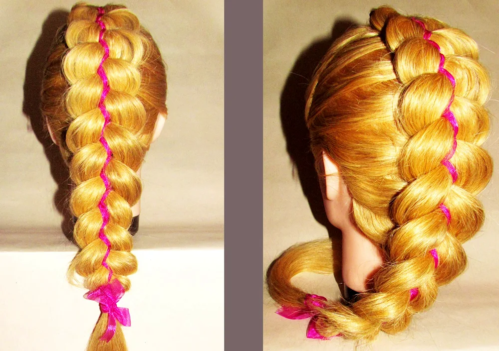 Four-row braid with ribbon scheme