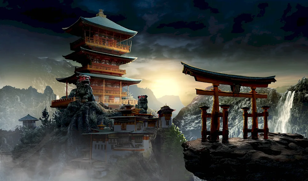 Concept Art environment temple Japan
