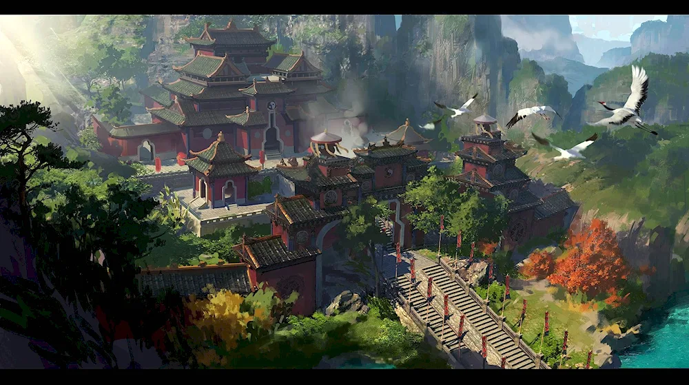 Concept Art environment temple Japan