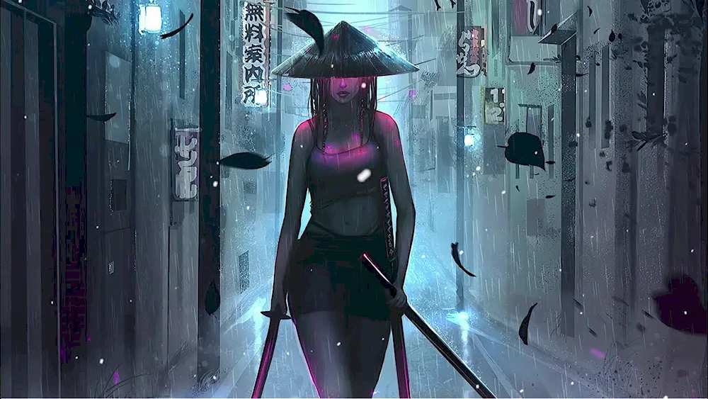 Cyberpunk 2077 girl Samurai