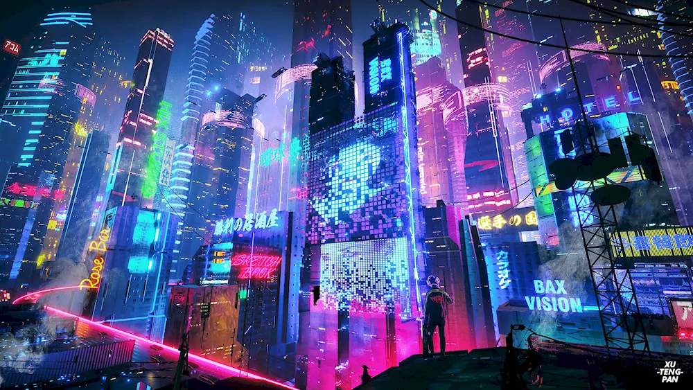 Cyberpunk 2077 city 4k Neon