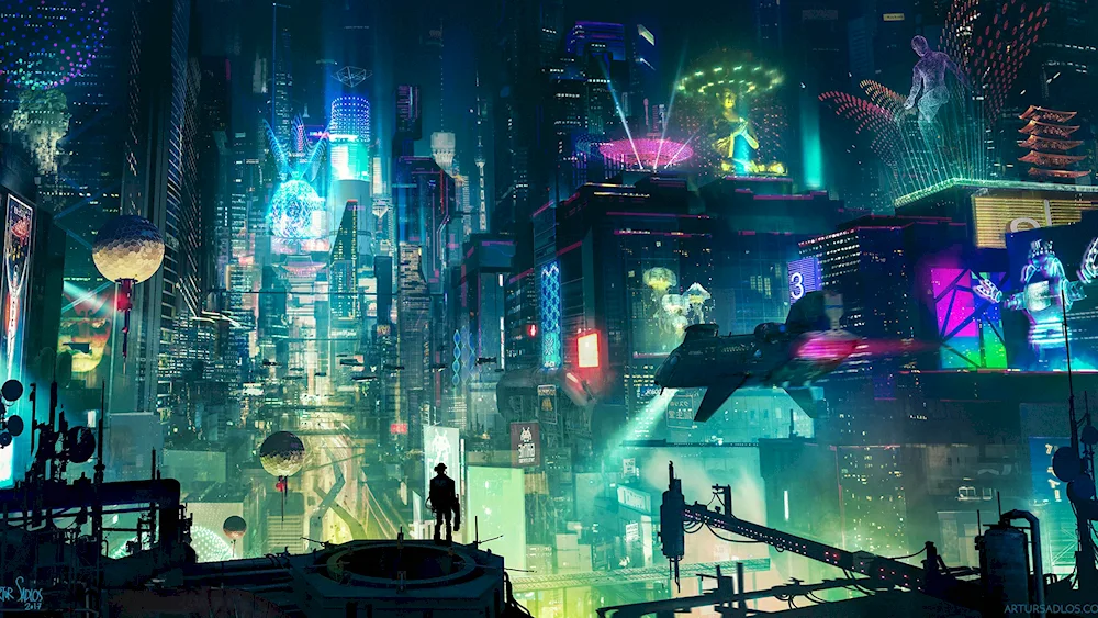 Cyberpunk 2077 neon city