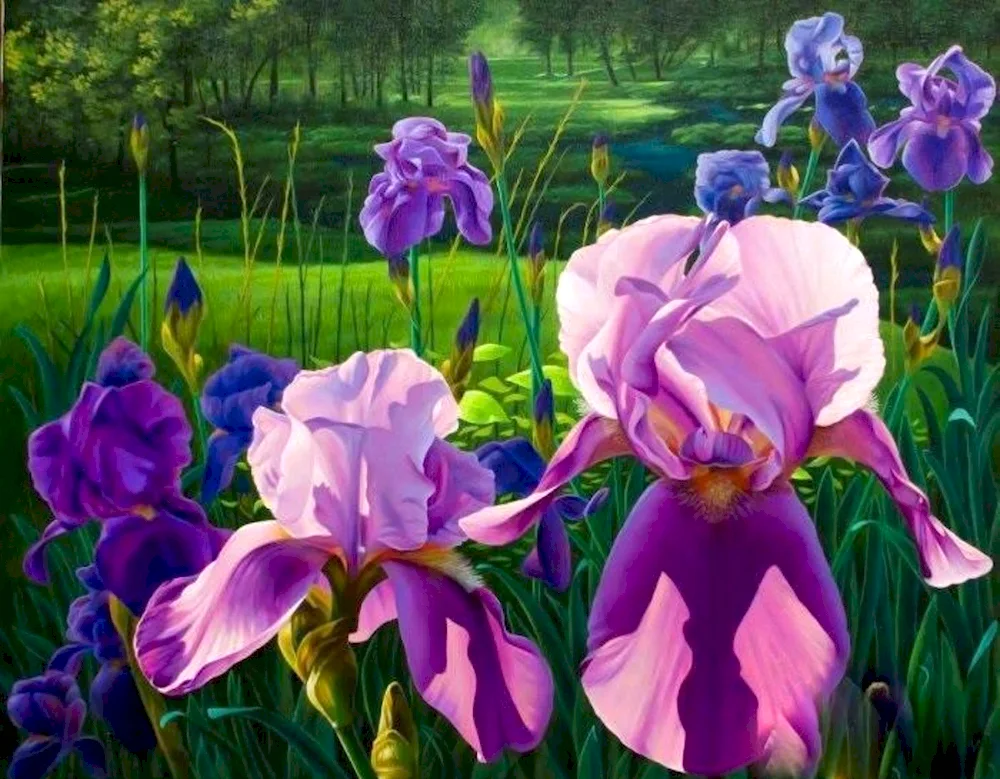 Triptych irises irises Kogai Jeanne