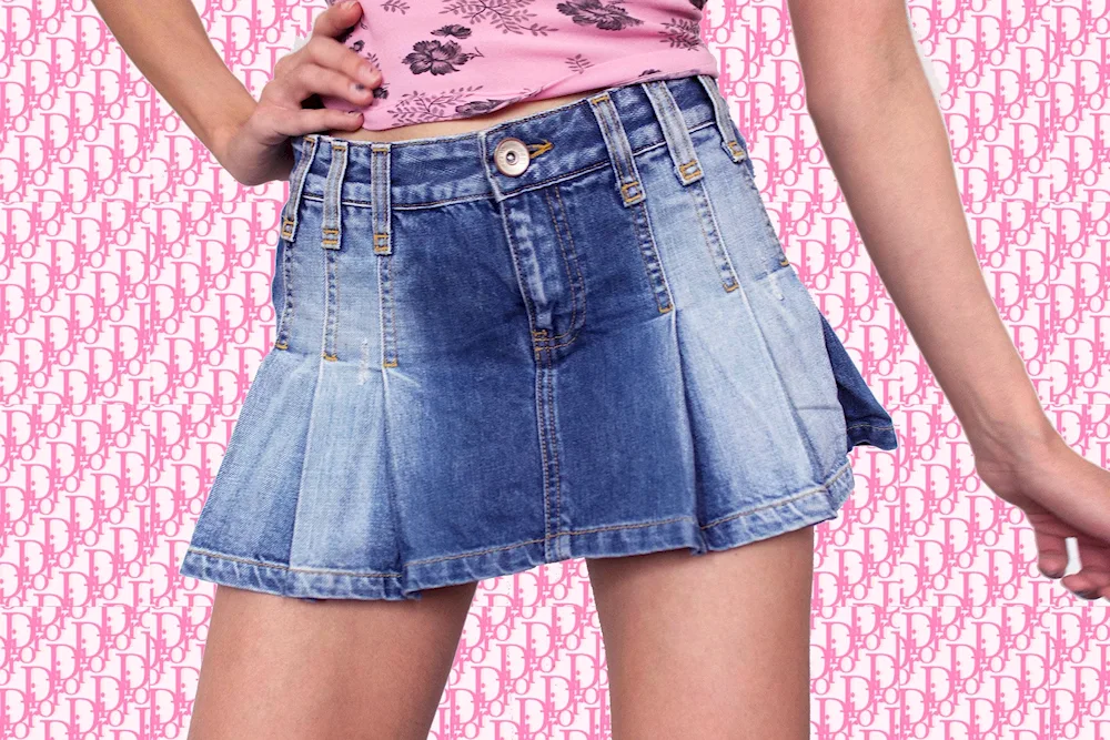 Combination denim skirt