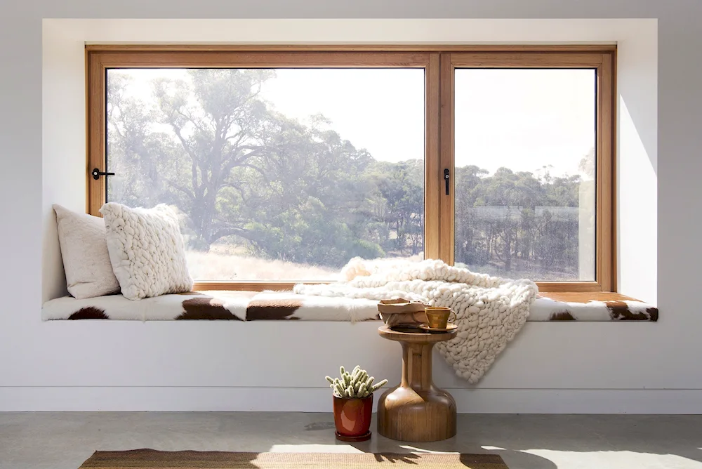 Wooden windows in the interior