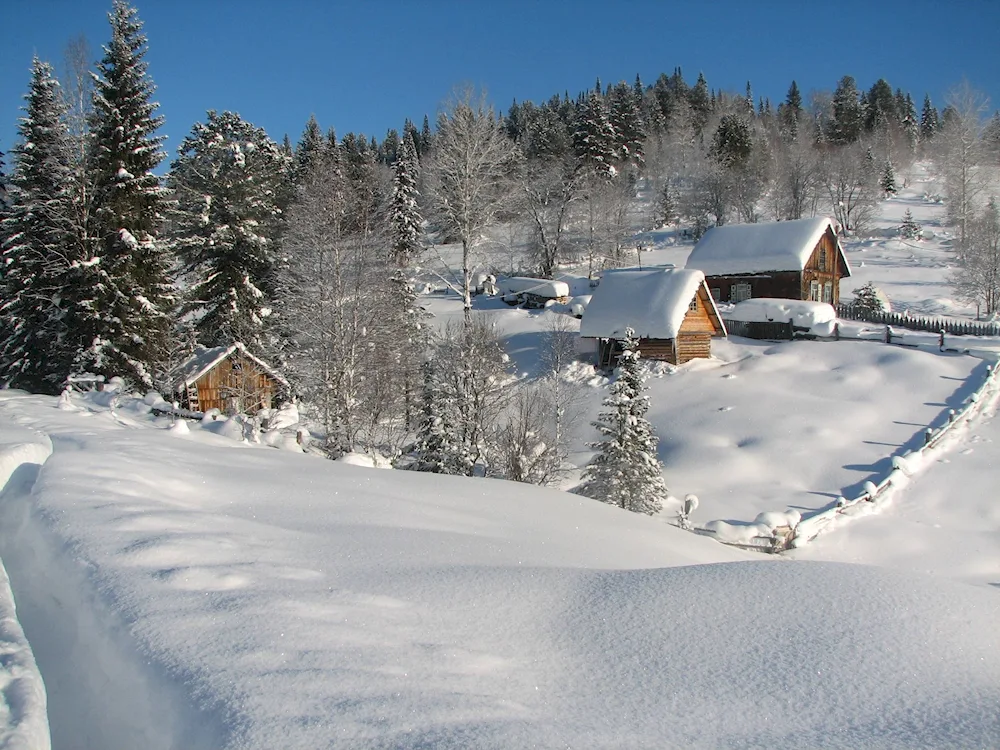 Korza village Karelia winter