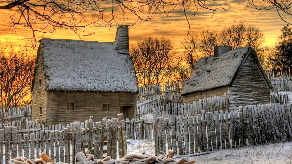 Winter house in the village