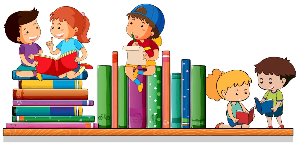 Children with book clipart