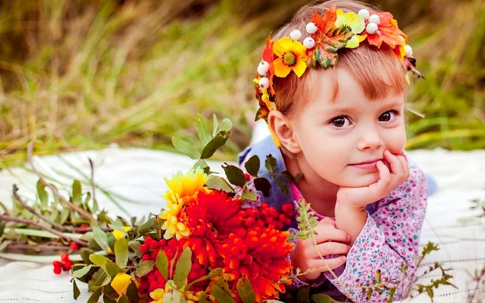 Baby with flowers