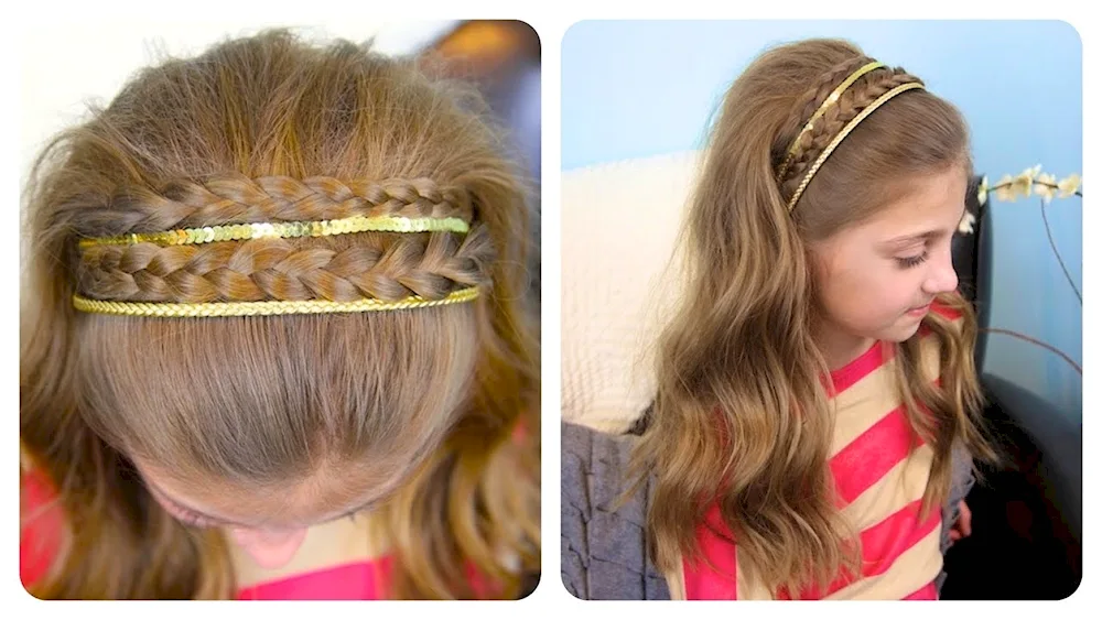 Children's hairstyle with headband
