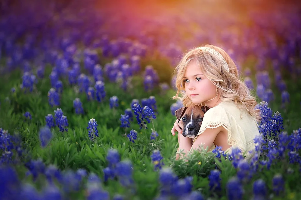 Child with daisies