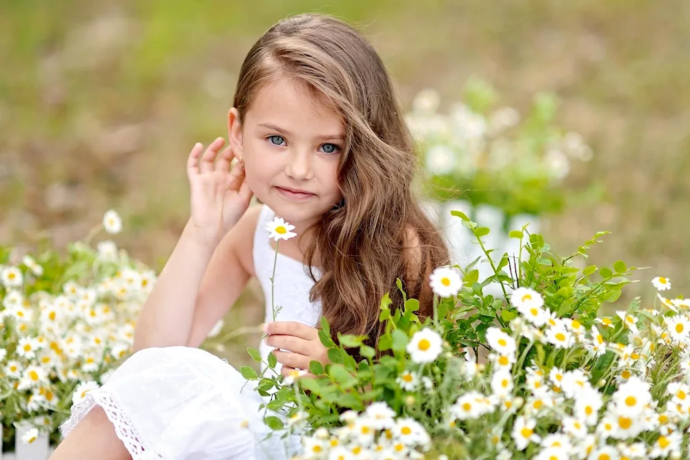 Child with flowers