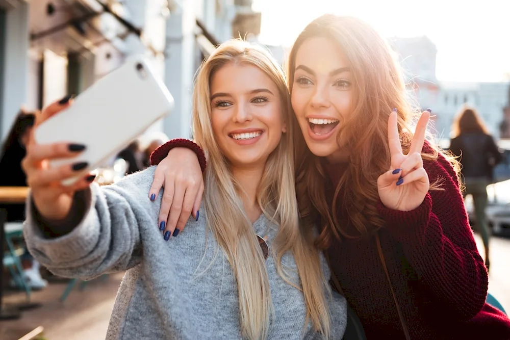 Girl taking selfies