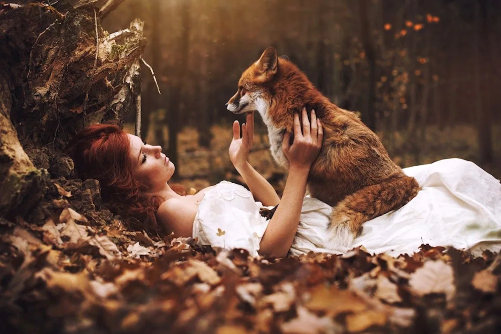 Girl and fox