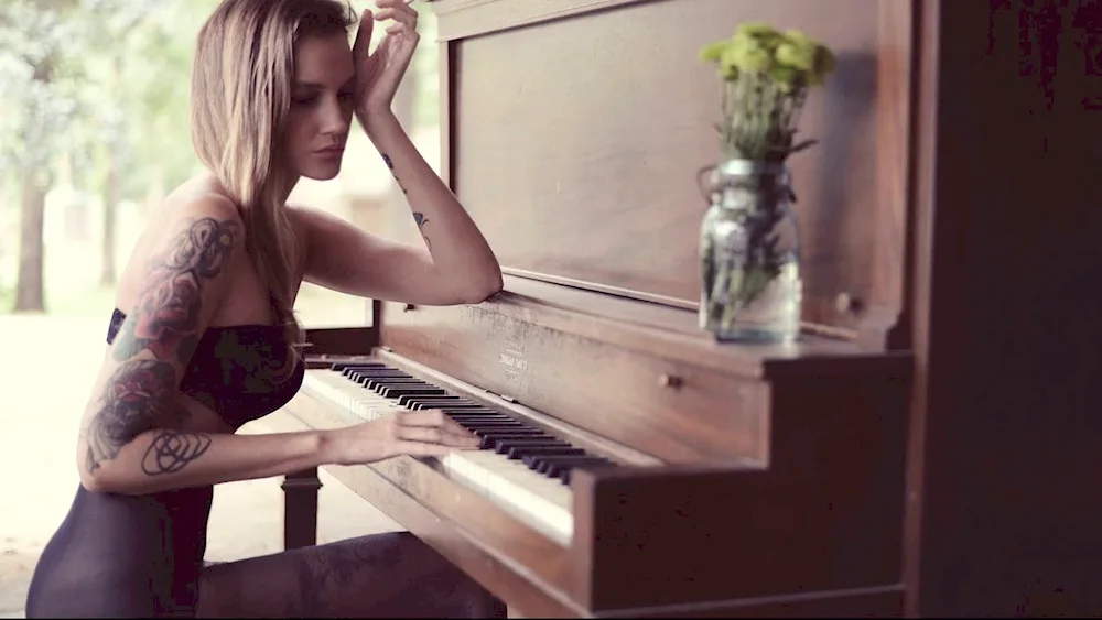 Girl and piano