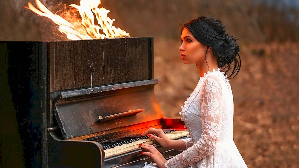 Girl and piano