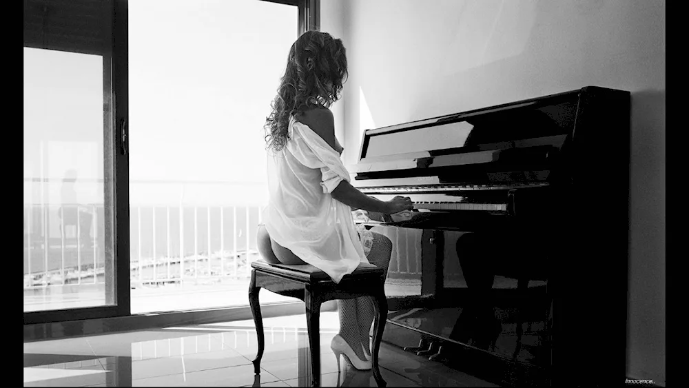 Girl and piano.