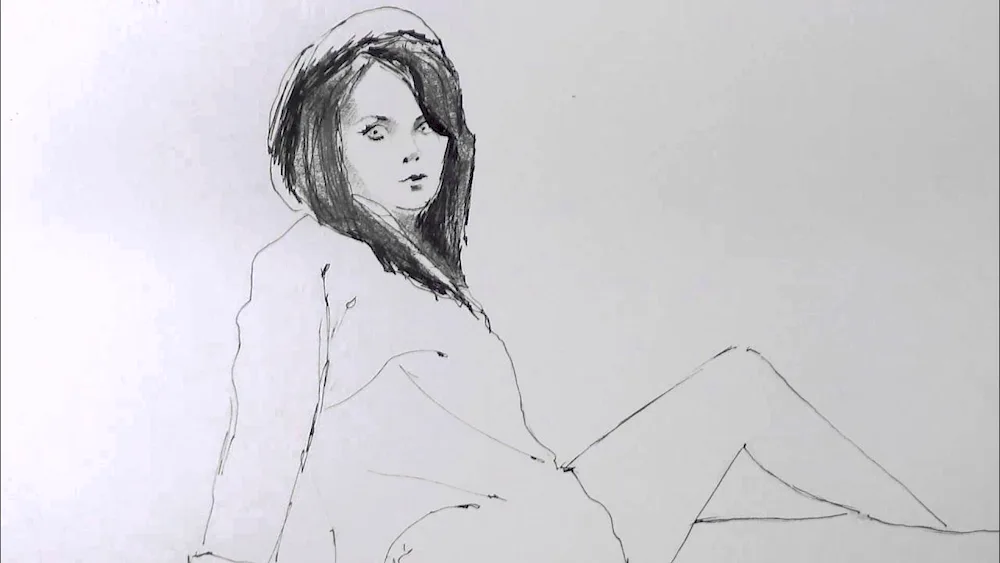 Girl pencil drawing
