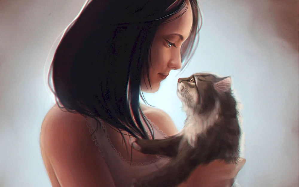 Girl with cat