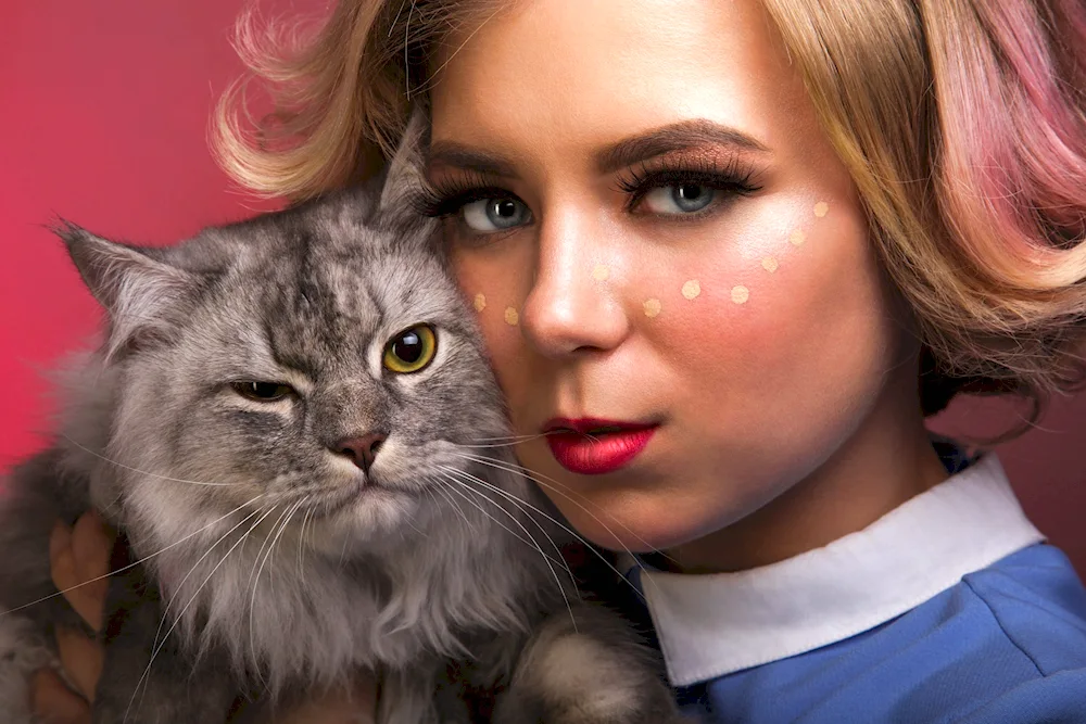 Girl with a cat cat