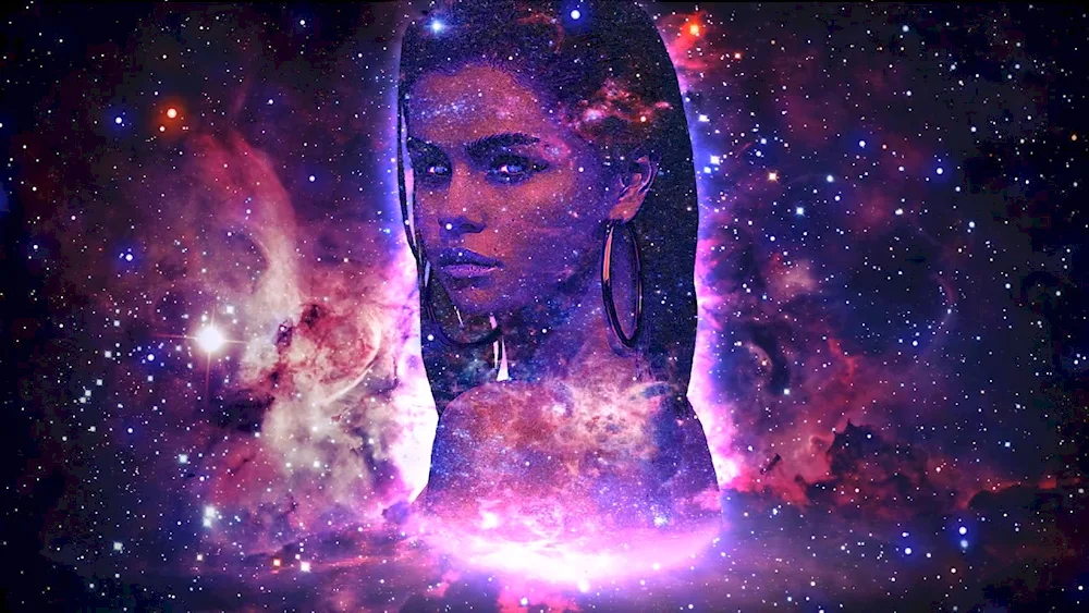 Space girl in sequins