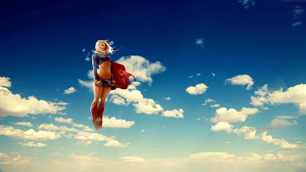 Girl against sky
