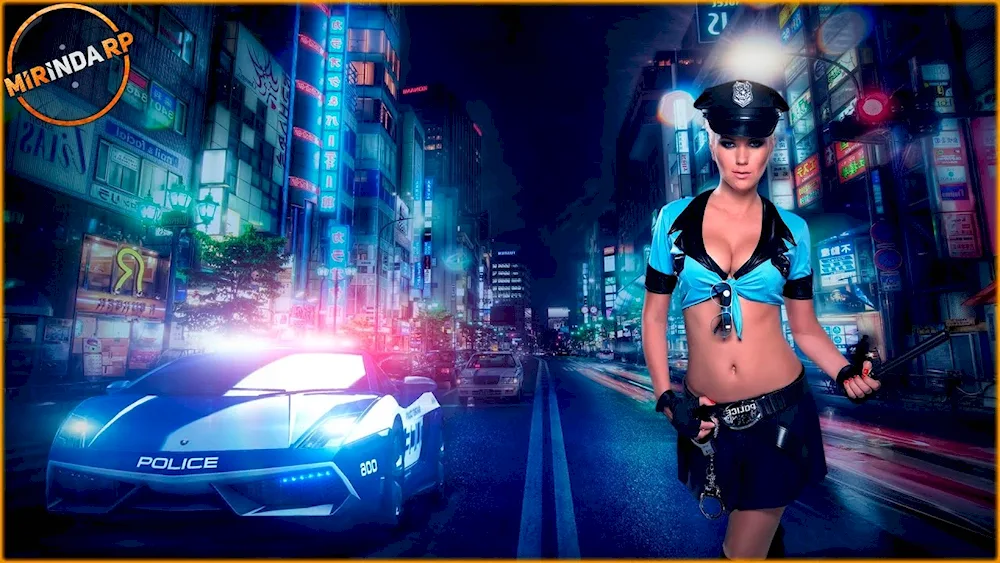 Girl in a police car