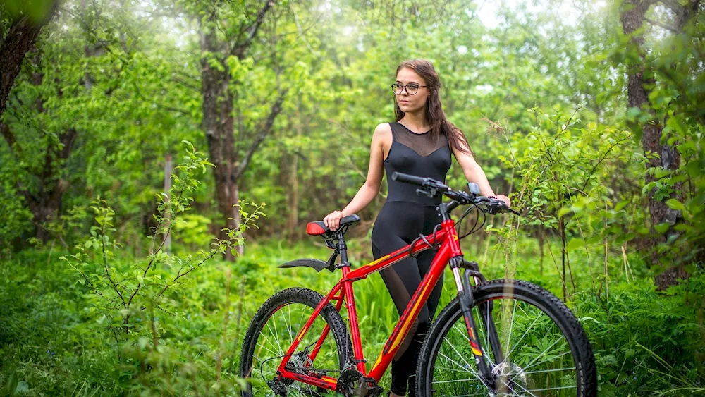 Girl on bike on bike