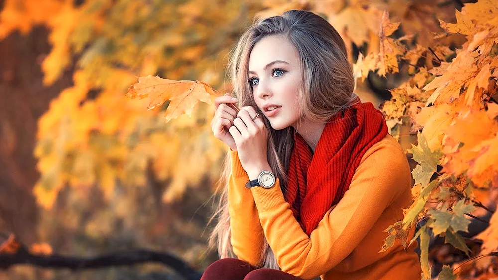 A girl autumn