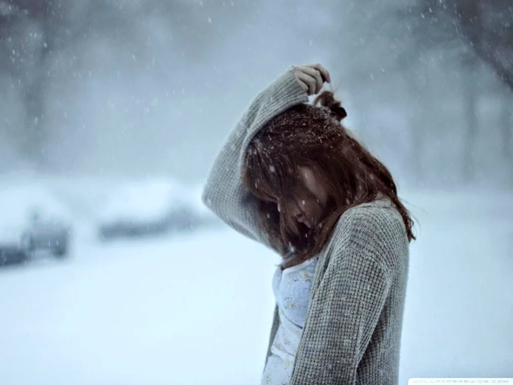 Girl under snow