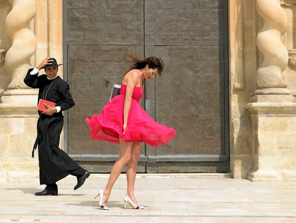 Girl lifts up dress