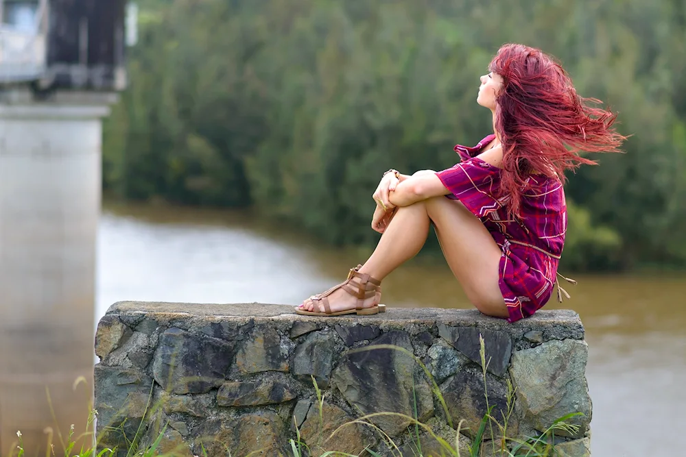 Girl in a long sundress