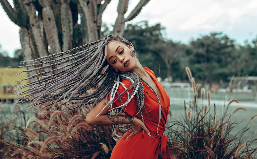 Girl with afro braids