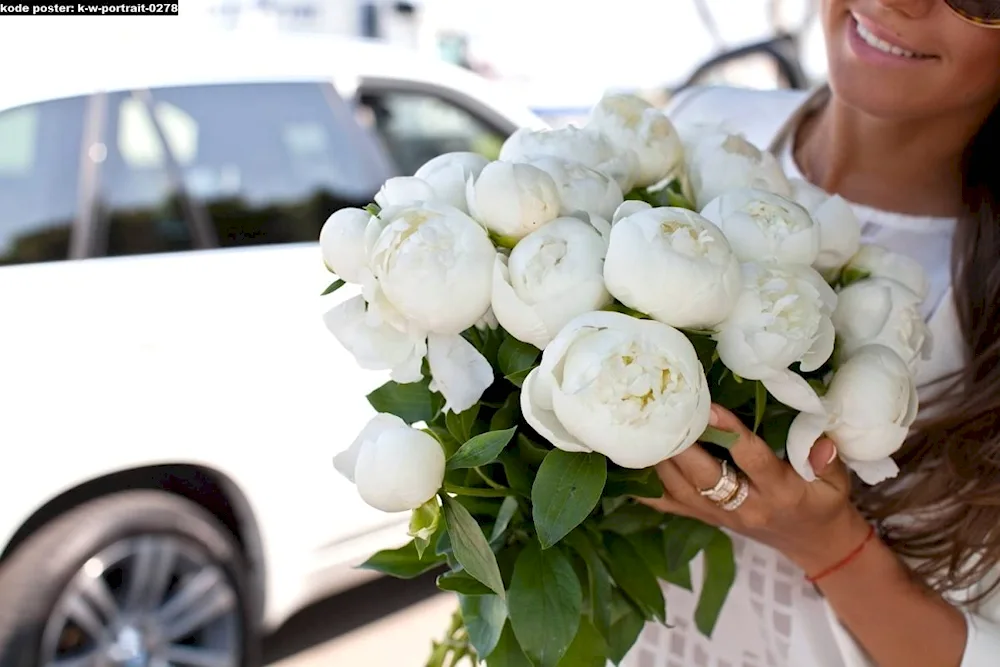 Girl with white roses
