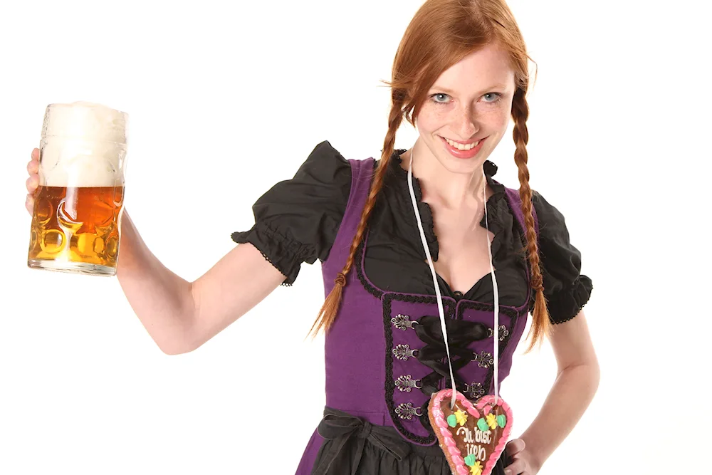 Girl with a glass of beer