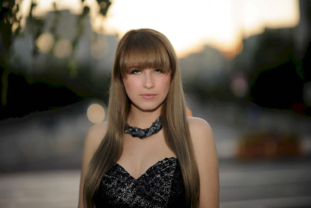 Girl with fringes bangs