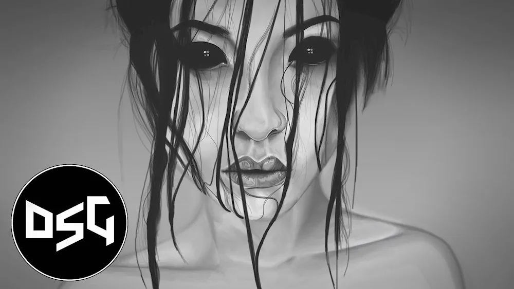 Maggie Lindemann drawing with black eyes