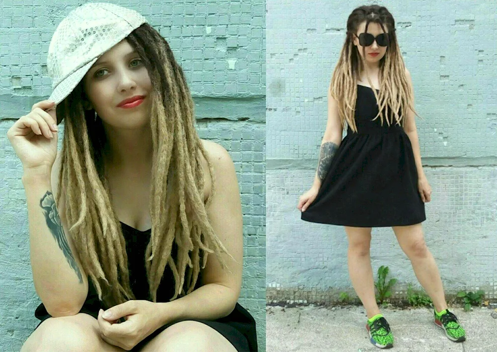 Girl with dreadlocks in a dress