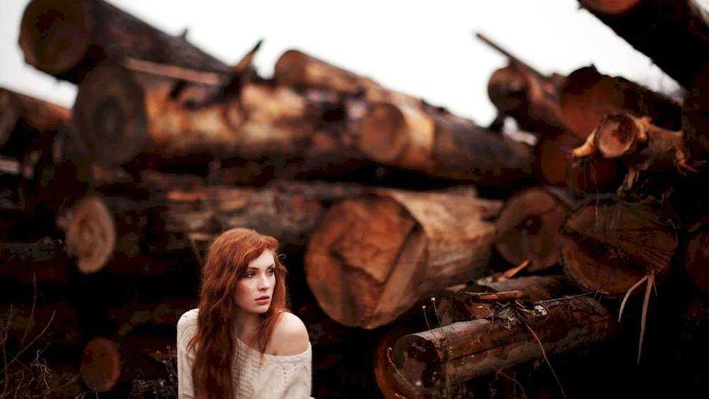 Girl with firewood