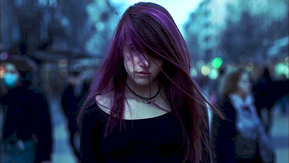 Alina. Olesheva with purple hair