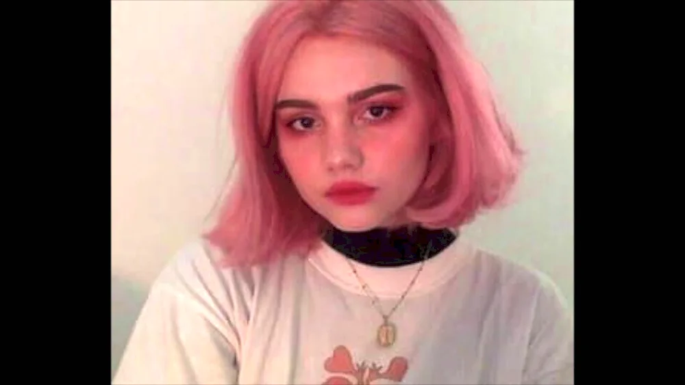 Girl with short pink hair