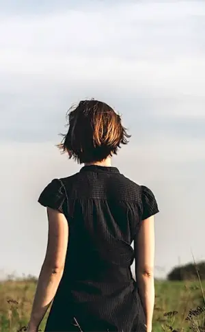 Girl with short dark hair